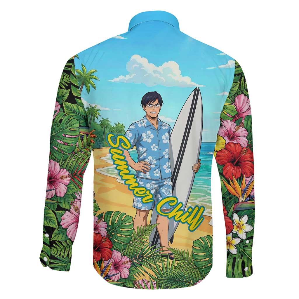 Tenya Iida Summer Chill Family Matching Off The Shoulder Long Sleeve Dress and Hawaiian Shirt Tropical Anime Surf Escape