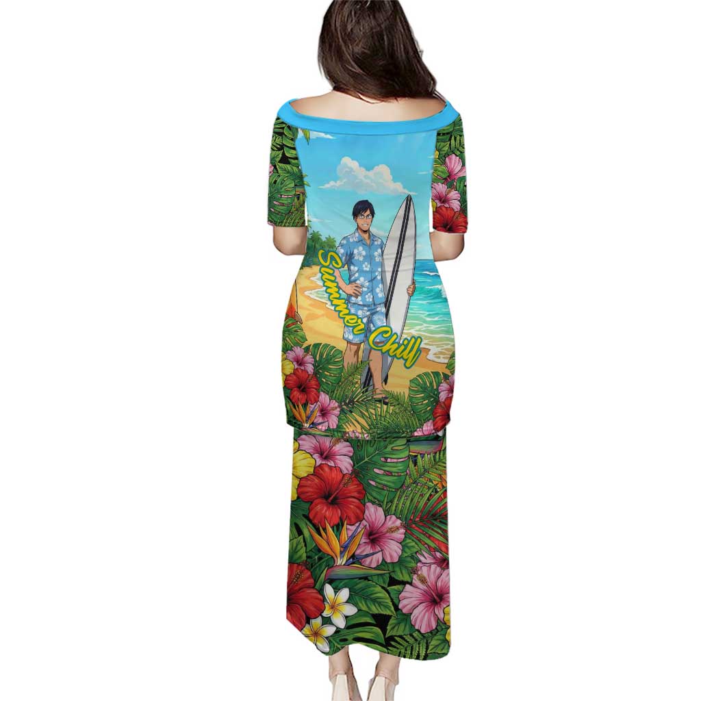 Tenya Iida Summer Chill Family Matching Puletasi and Hawaiian Shirt Tropical Anime Surf Escape