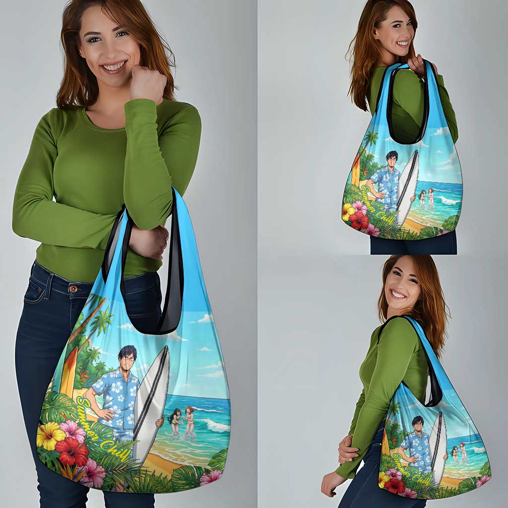 Tenya Iida Summer Chill Grocery Bag Tropical Anime Surf Escape