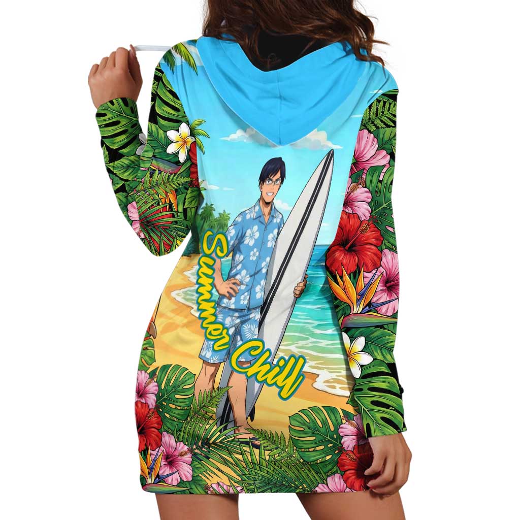 Tenya Iida Summer Chill Hoodie Dress Tropical Anime Surf Escape