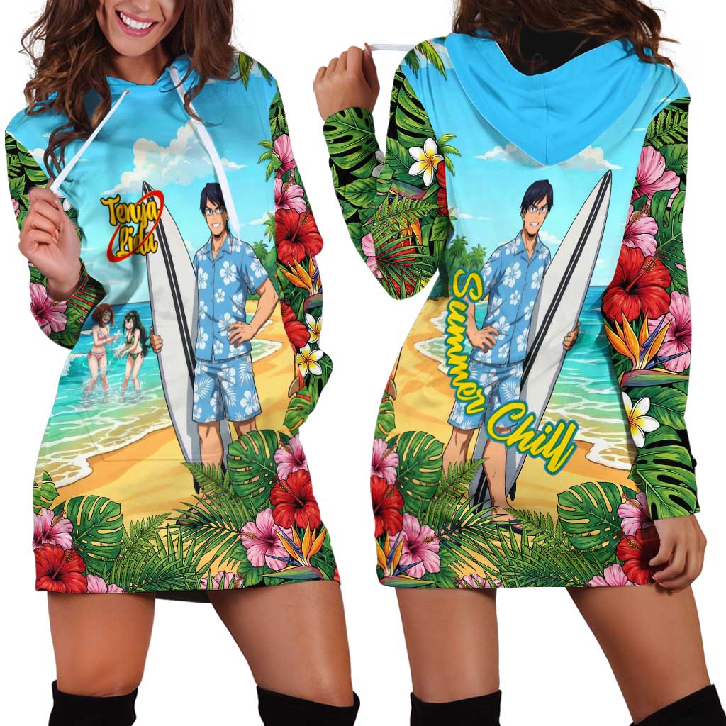 Tenya Iida Summer Chill Hoodie Dress Tropical Anime Surf Escape