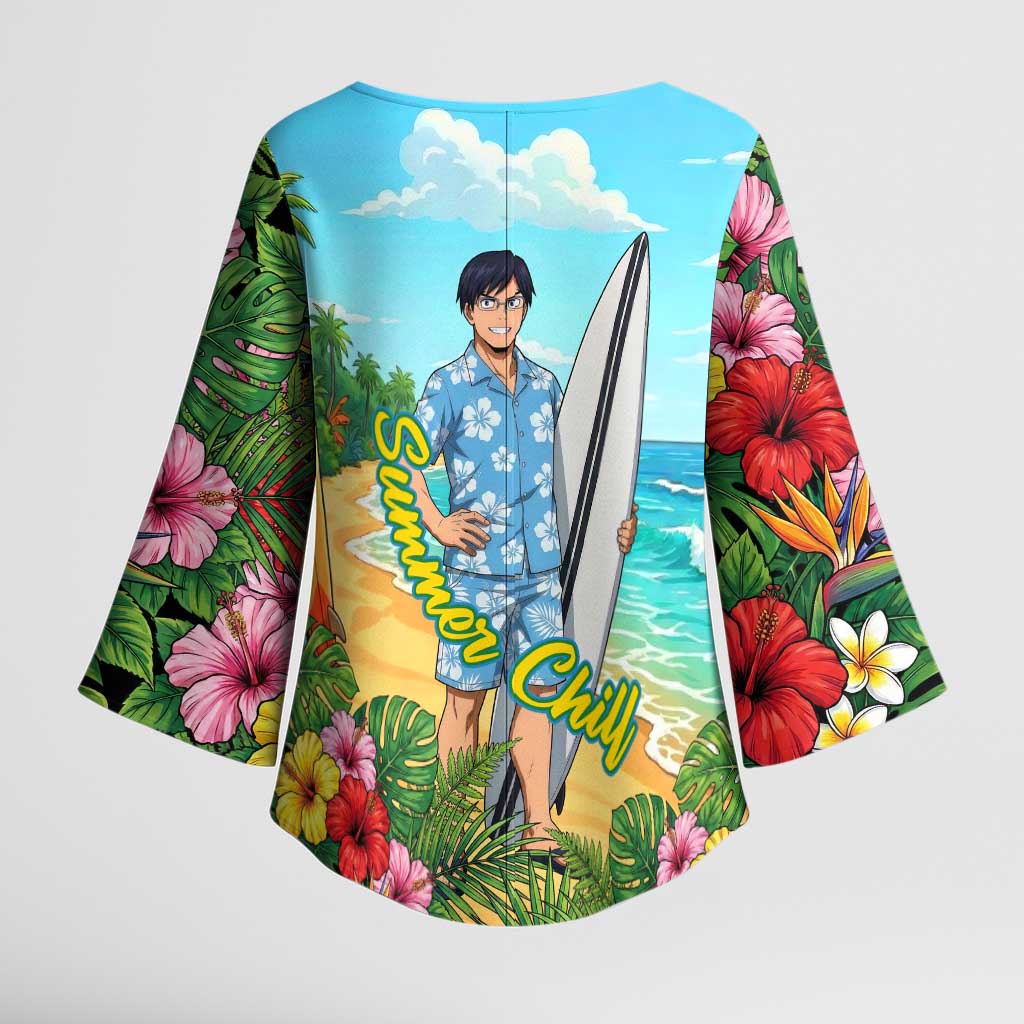 Tenya Iida Summer Chill Kimono Sleeve Blouse Tropical Anime Surf Escape