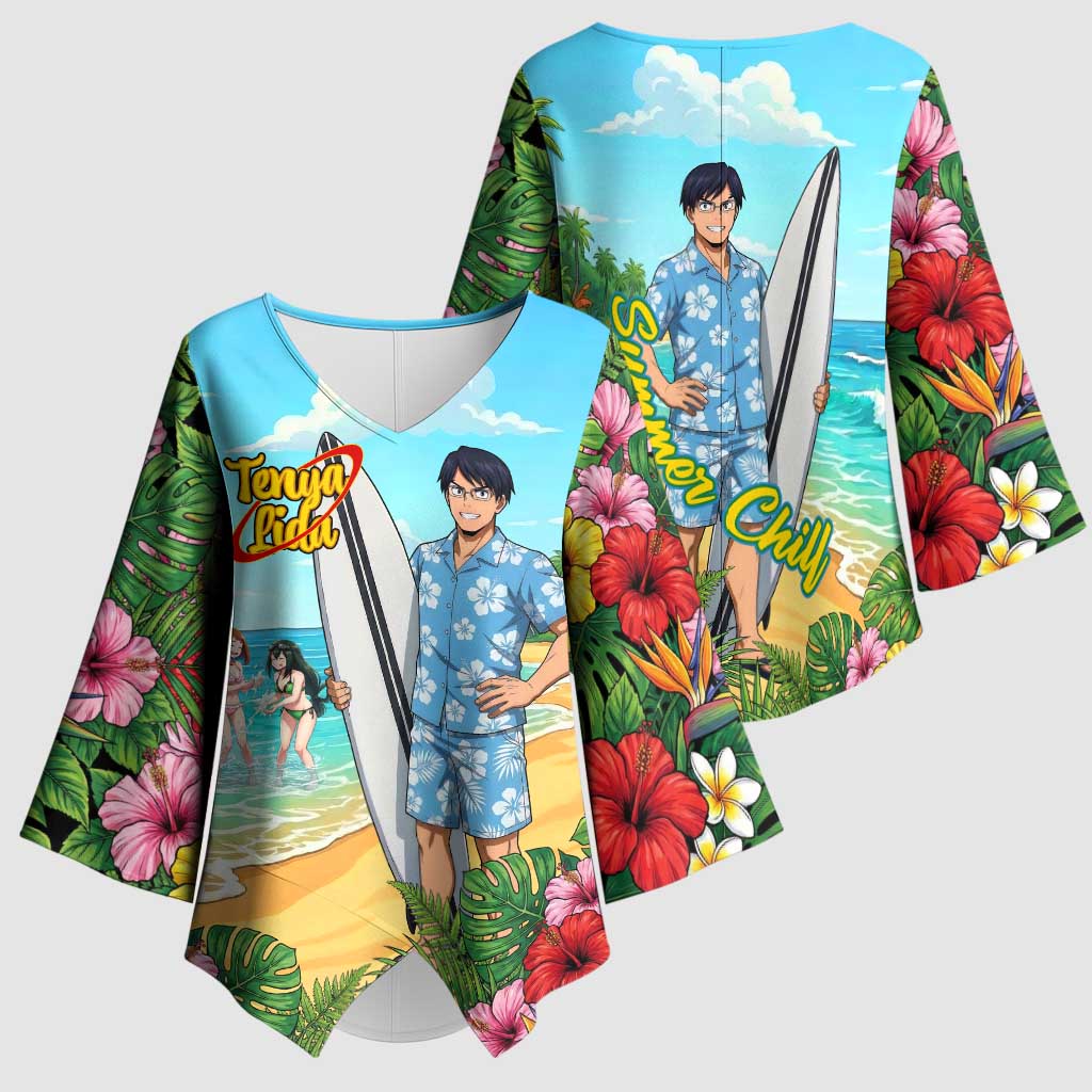 Tenya Iida Summer Chill Kimono Sleeve Blouse Tropical Anime Surf Escape