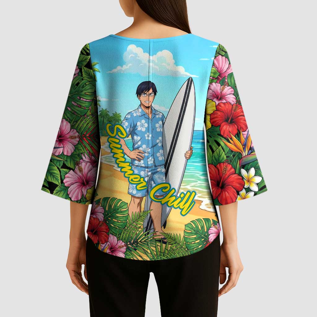 Tenya Iida Summer Chill Kimono Sleeve Blouse Tropical Anime Surf Escape