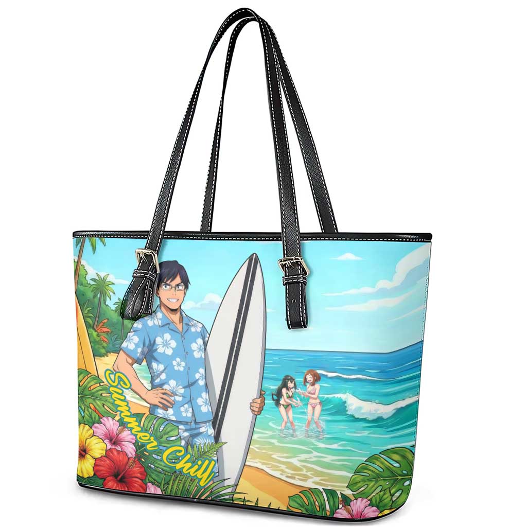 Tenya Iida Summer Chill Leather Tote Bag Tropical Anime Surf Escape