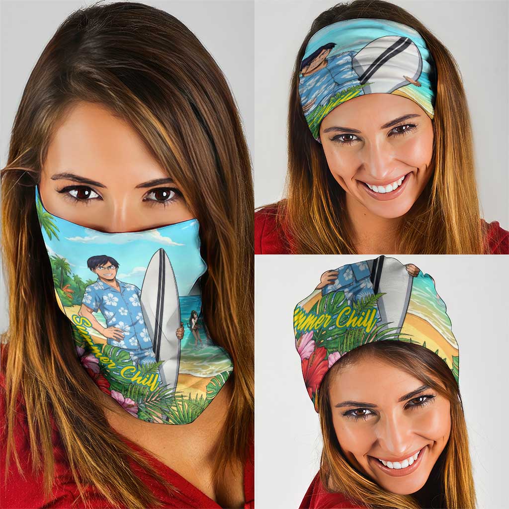 Tenya Iida Summer Chill Neck Gaiter Tropical Anime Surf Escape
