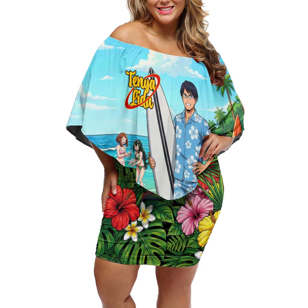 Tenya Iida Summer Chill Off Shoulder Short Dress Tropical Anime Surf Escape