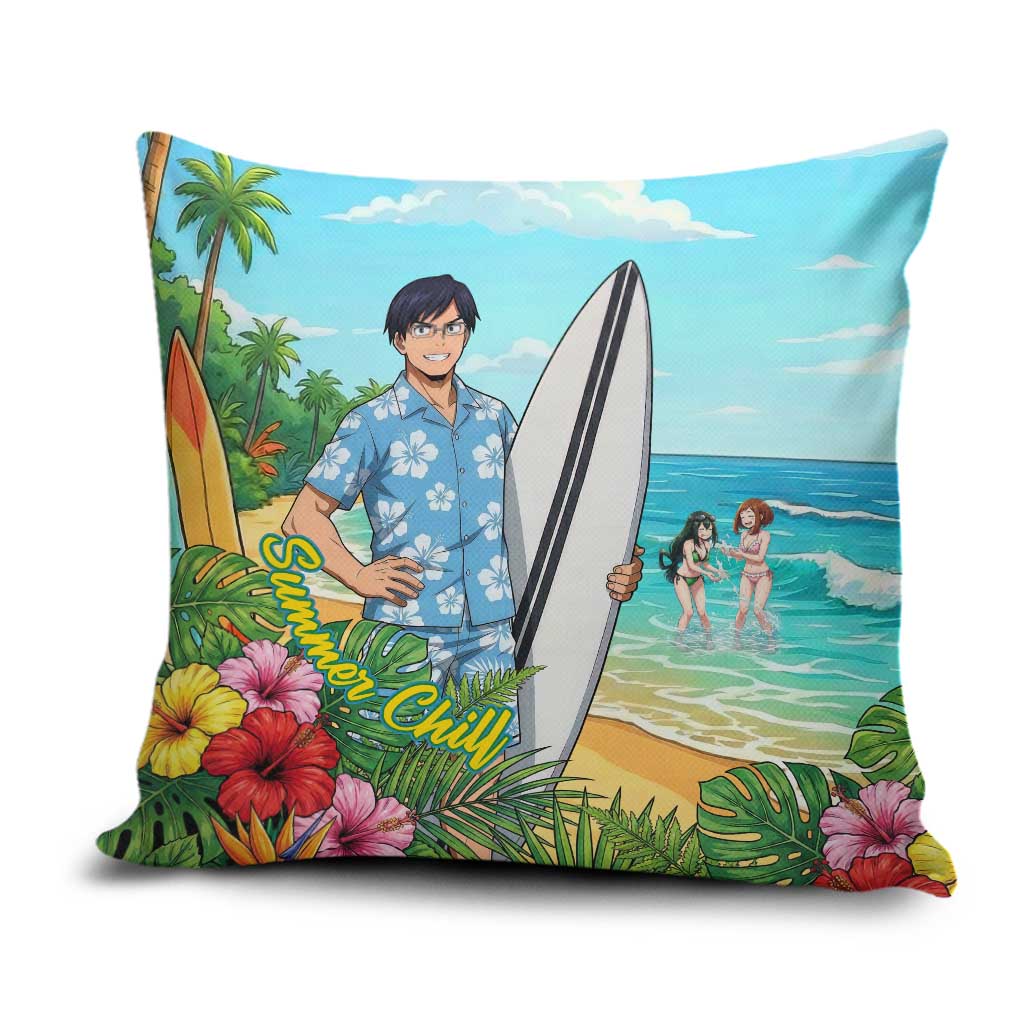Tenya Iida Summer Chill Pillow Cover Tropical Anime Surf Escape