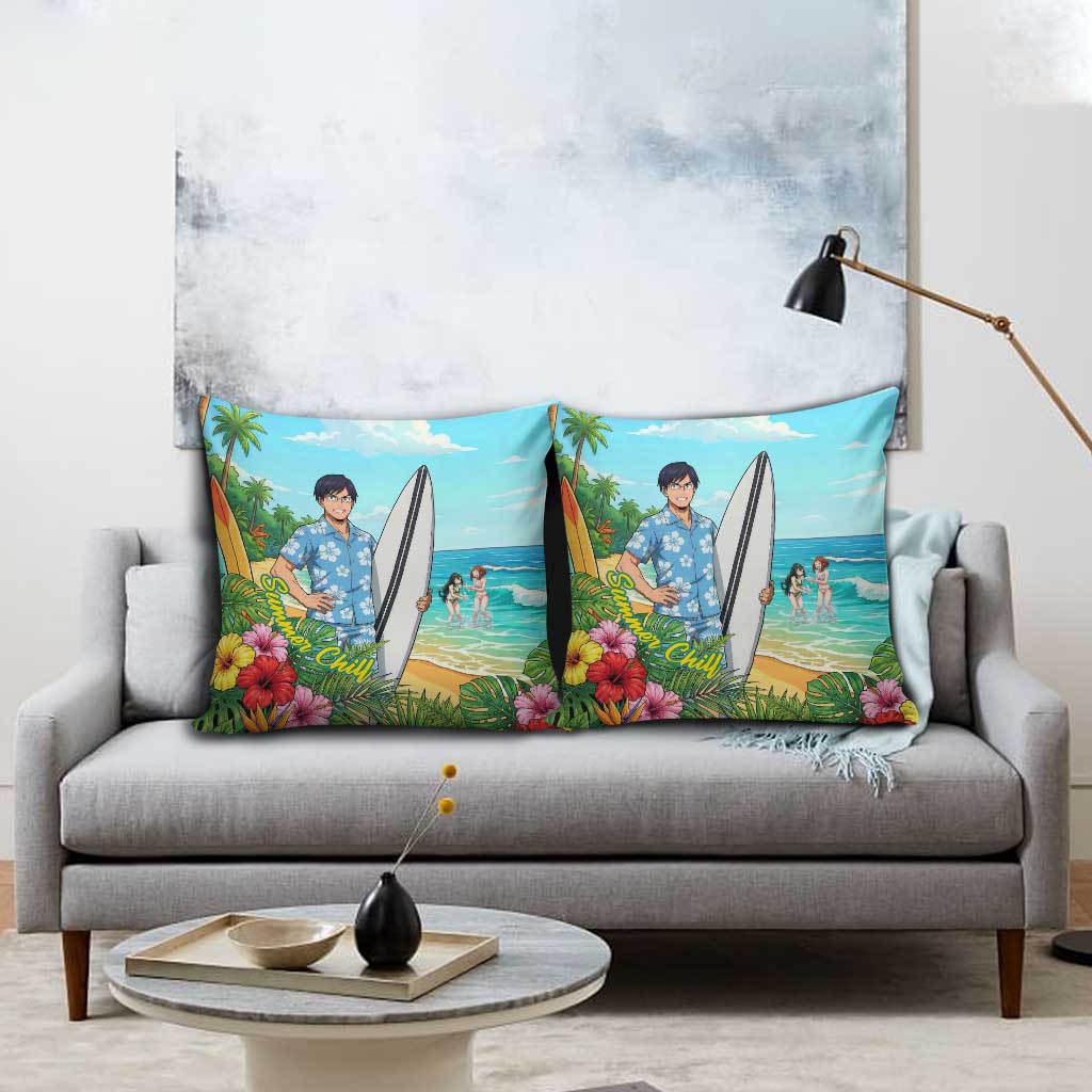 Tenya Iida Summer Chill Pillow Cover Tropical Anime Surf Escape