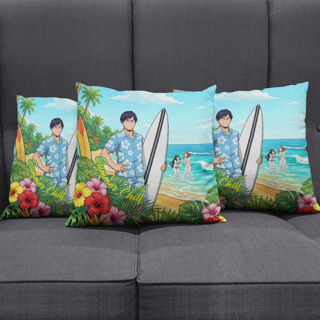 Tenya Iida Summer Chill Pillow Cover Tropical Anime Surf Escape