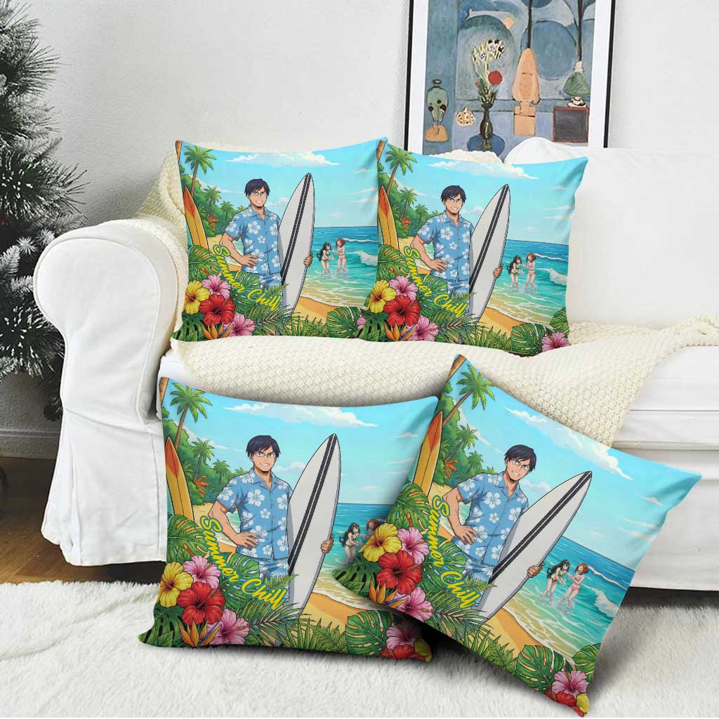 Tenya Iida Summer Chill Pillow Cover Tropical Anime Surf Escape