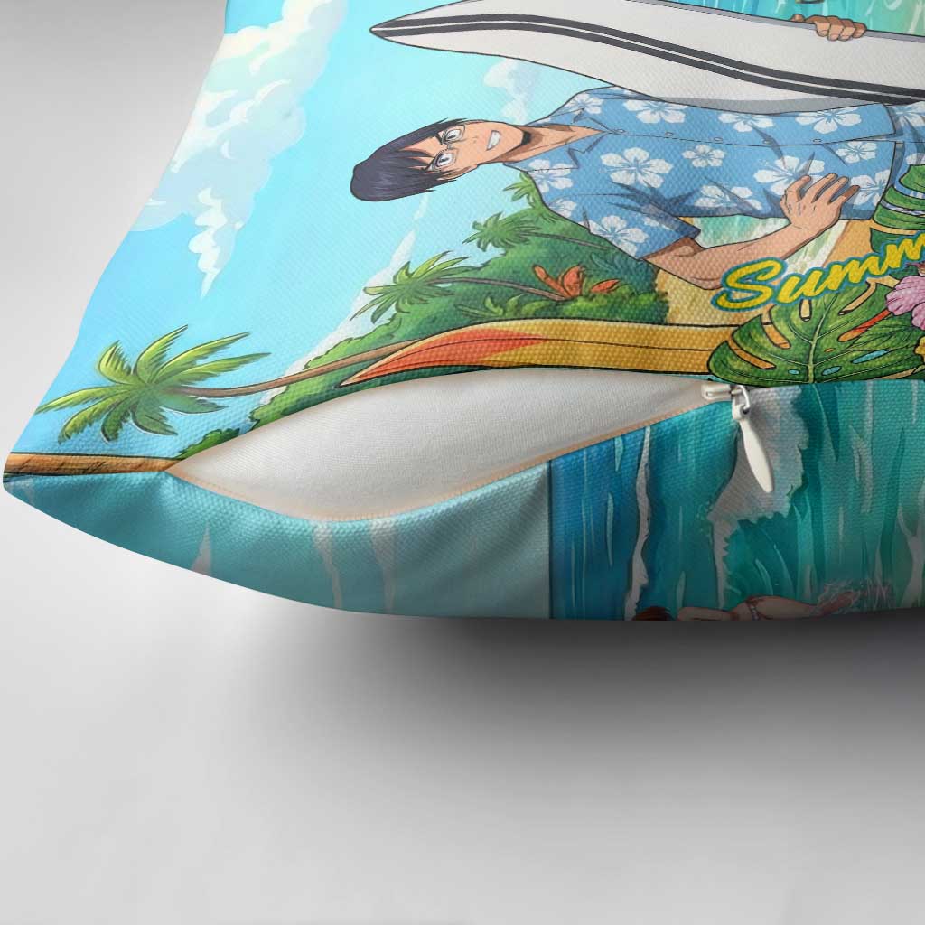 Tenya Iida Summer Chill Pillow Cover Tropical Anime Surf Escape