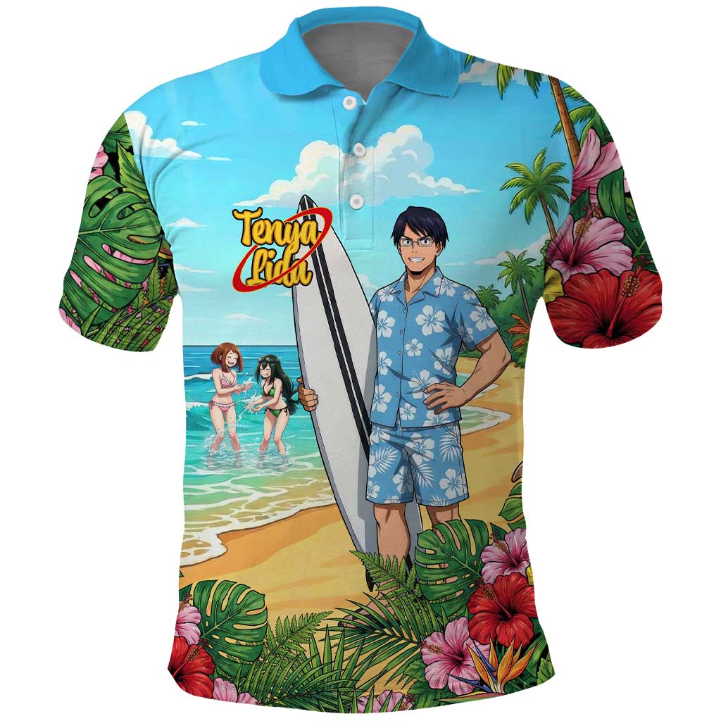 Tenya Iida Summer Chill Polo Shirt Tropical Anime Surf Escape