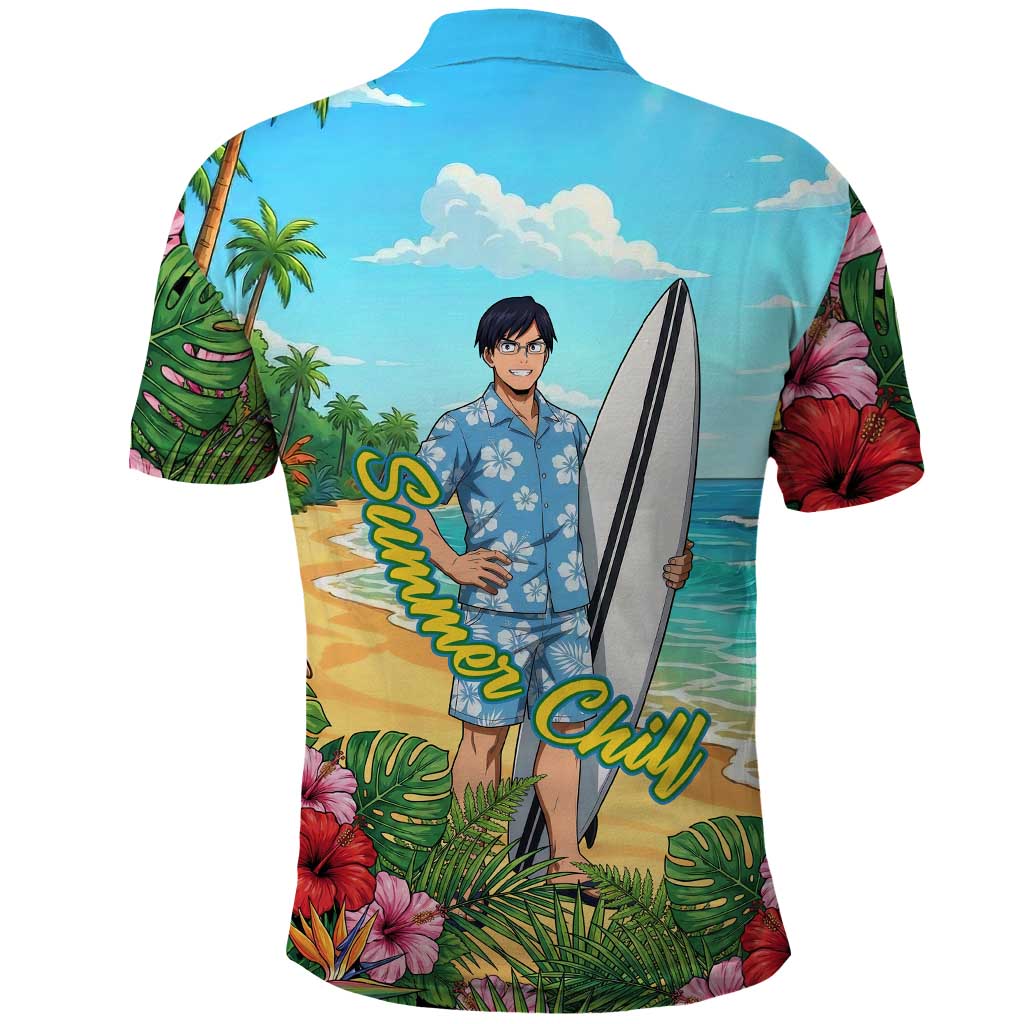 Tenya Iida Summer Chill Polo Shirt Tropical Anime Surf Escape