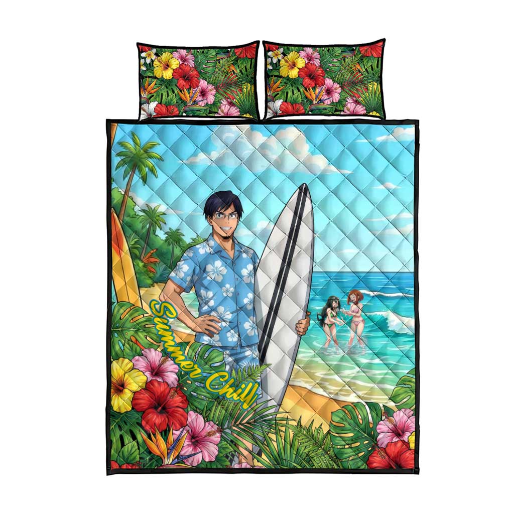Tenya Iida Summer Chill Quilt Bed Set Tropical Anime Surf Escape
