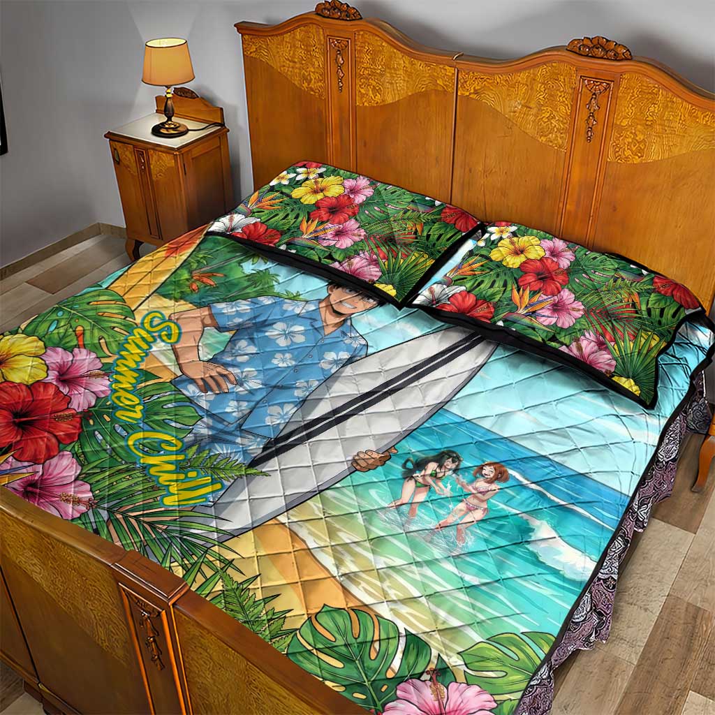 Tenya Iida Summer Chill Quilt Bed Set Tropical Anime Surf Escape