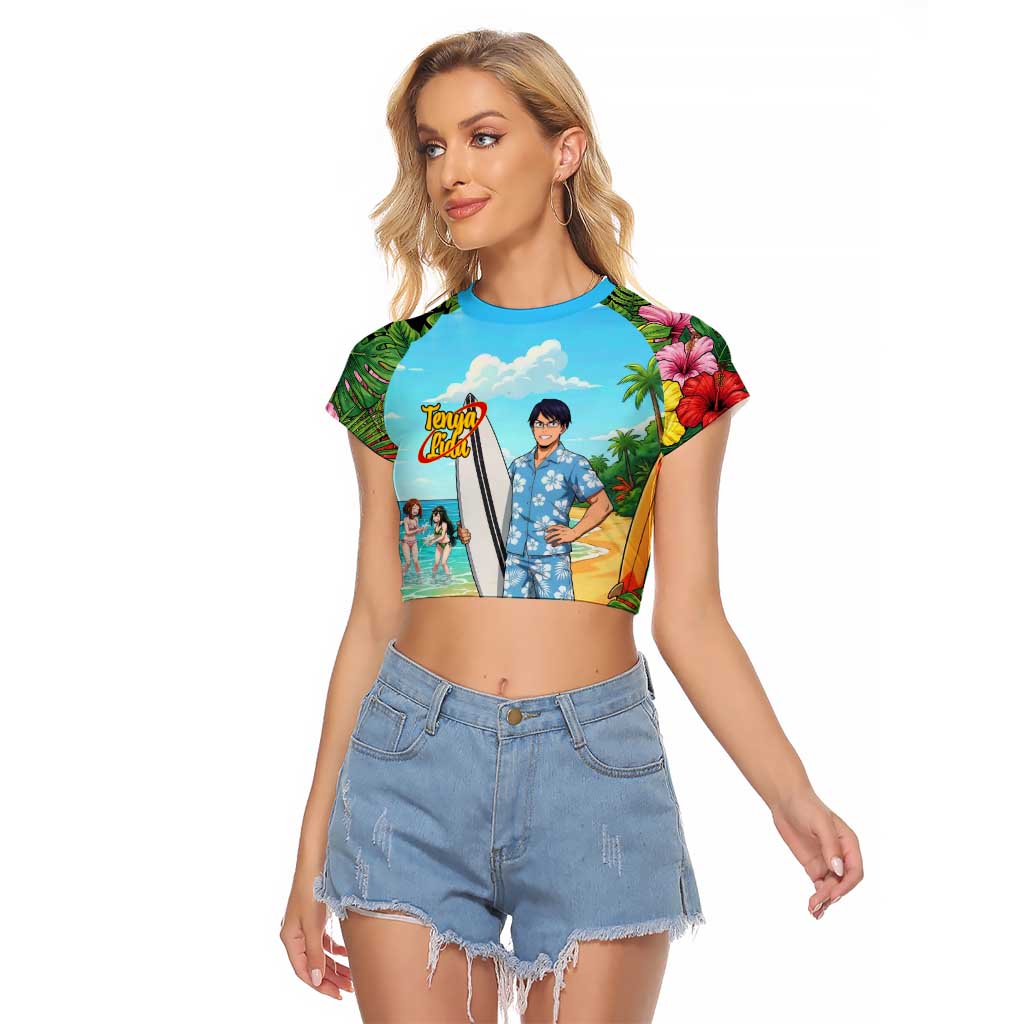 Tenya Iida Summer Chill Raglan Cropped T Shirt Tropical Anime Surf Escape