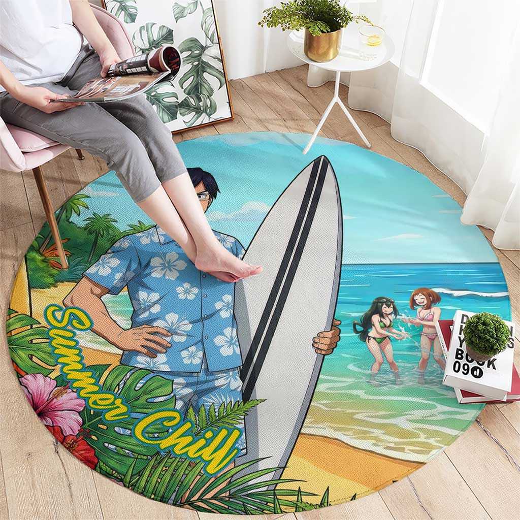 Tenya Iida Summer Chill Round Carpet Tropical Anime Surf Escape