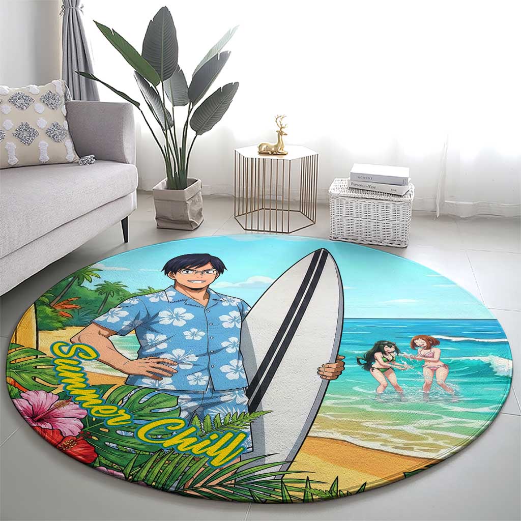 Tenya Iida Summer Chill Round Carpet Tropical Anime Surf Escape