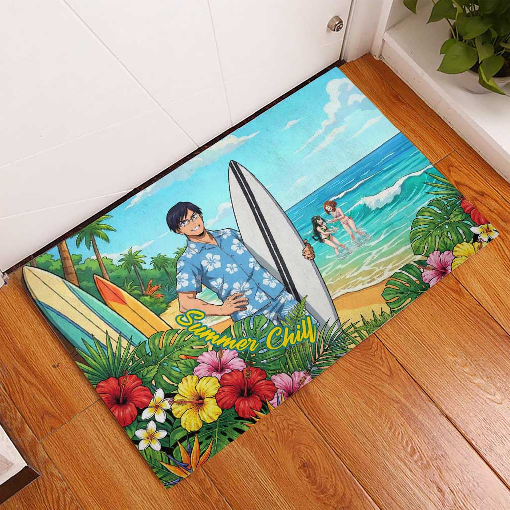 Tenya Iida Summer Chill Rubber Doormat Tropical Anime Surf Escape