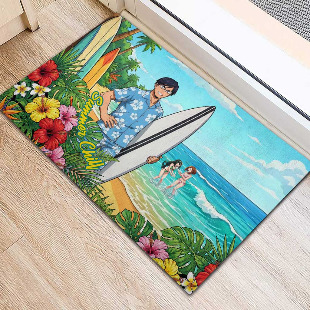 Tenya Iida Summer Chill Rubber Doormat Tropical Anime Surf Escape