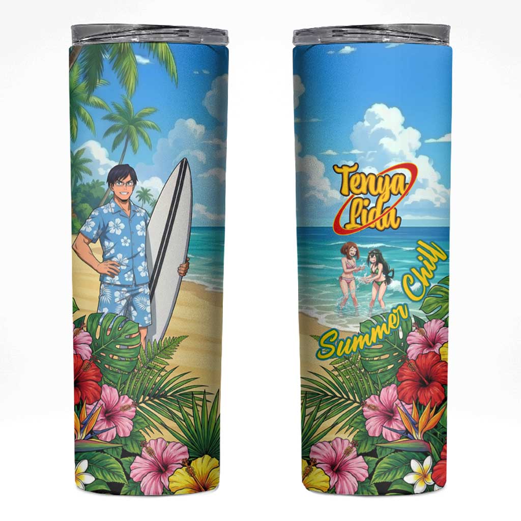 Tenya Iida Summer Chill Skinny Tumbler Tropical Anime Surf Escape