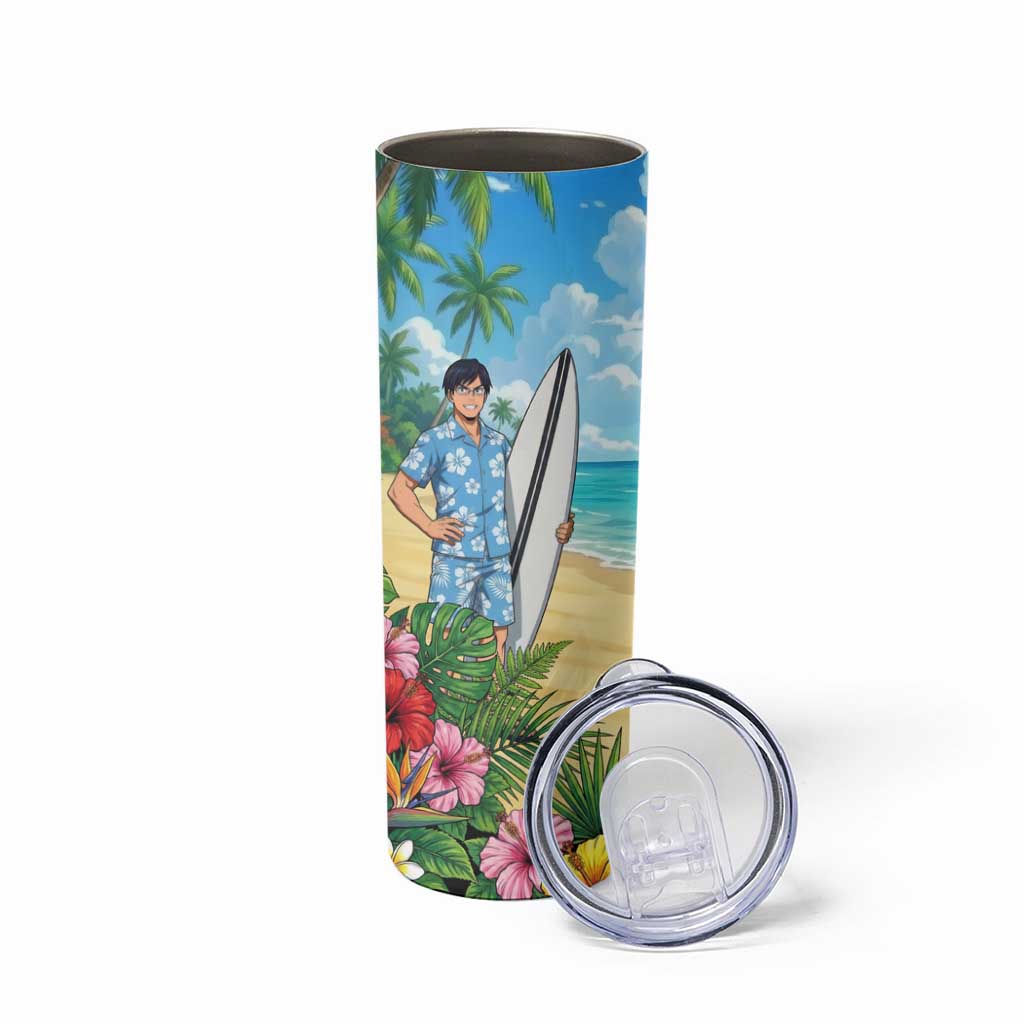 Tenya Iida Summer Chill Skinny Tumbler Tropical Anime Surf Escape