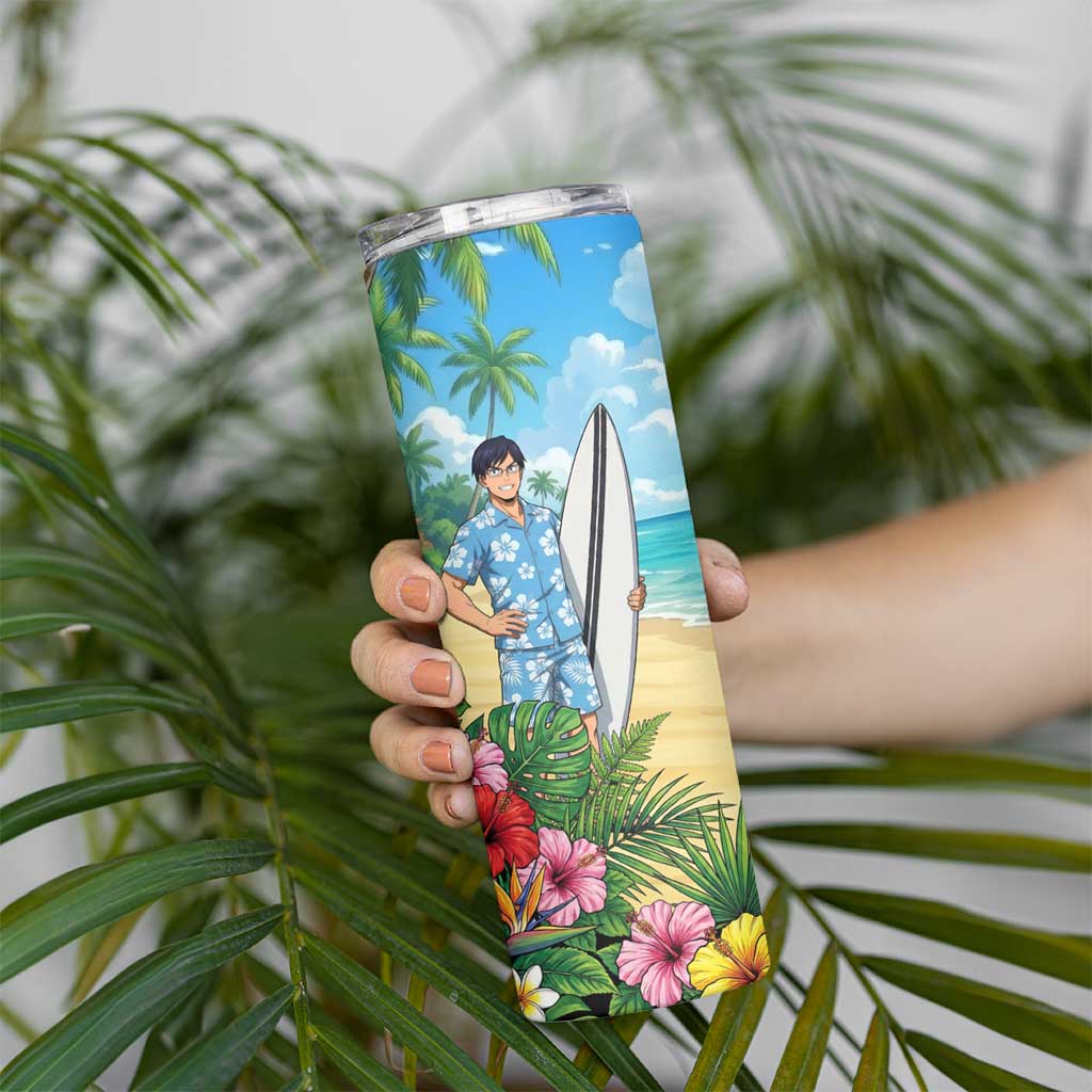 Tenya Iida Summer Chill Skinny Tumbler Tropical Anime Surf Escape