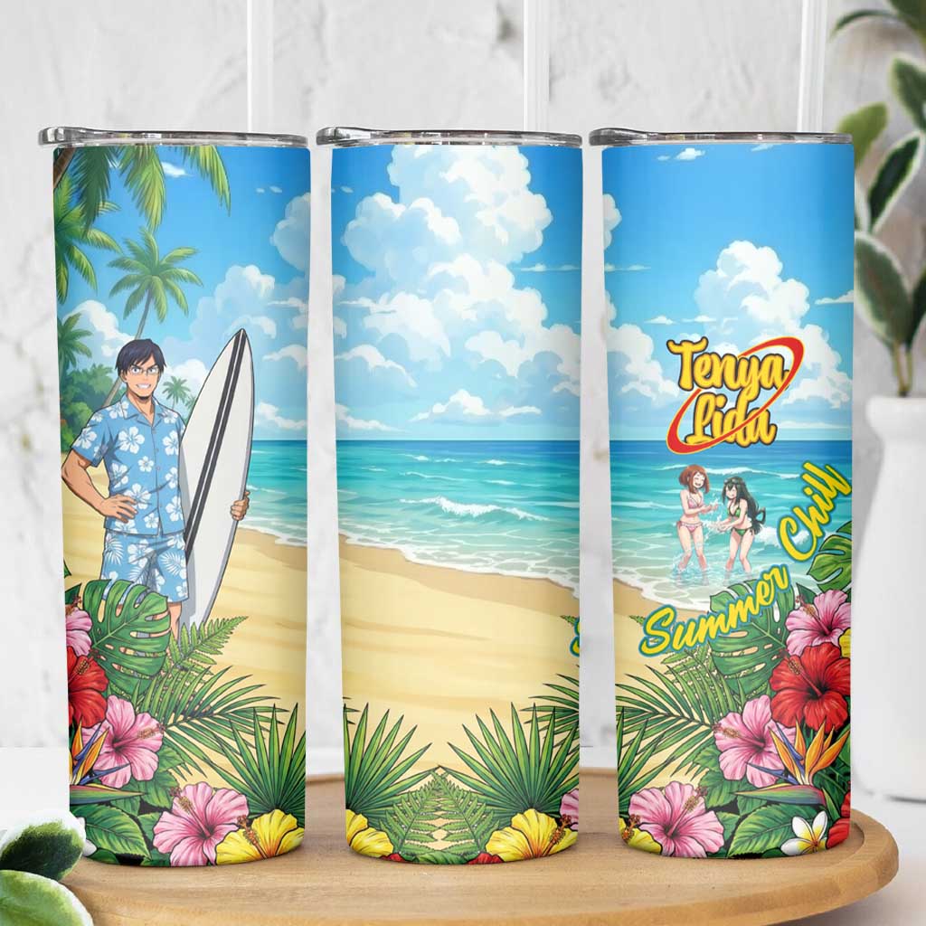 Tenya Iida Summer Chill Skinny Tumbler Tropical Anime Surf Escape