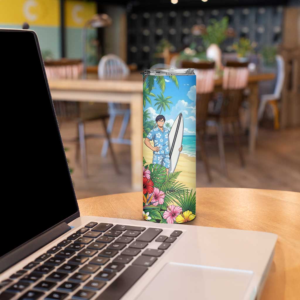 Tenya Iida Summer Chill Skinny Tumbler Tropical Anime Surf Escape