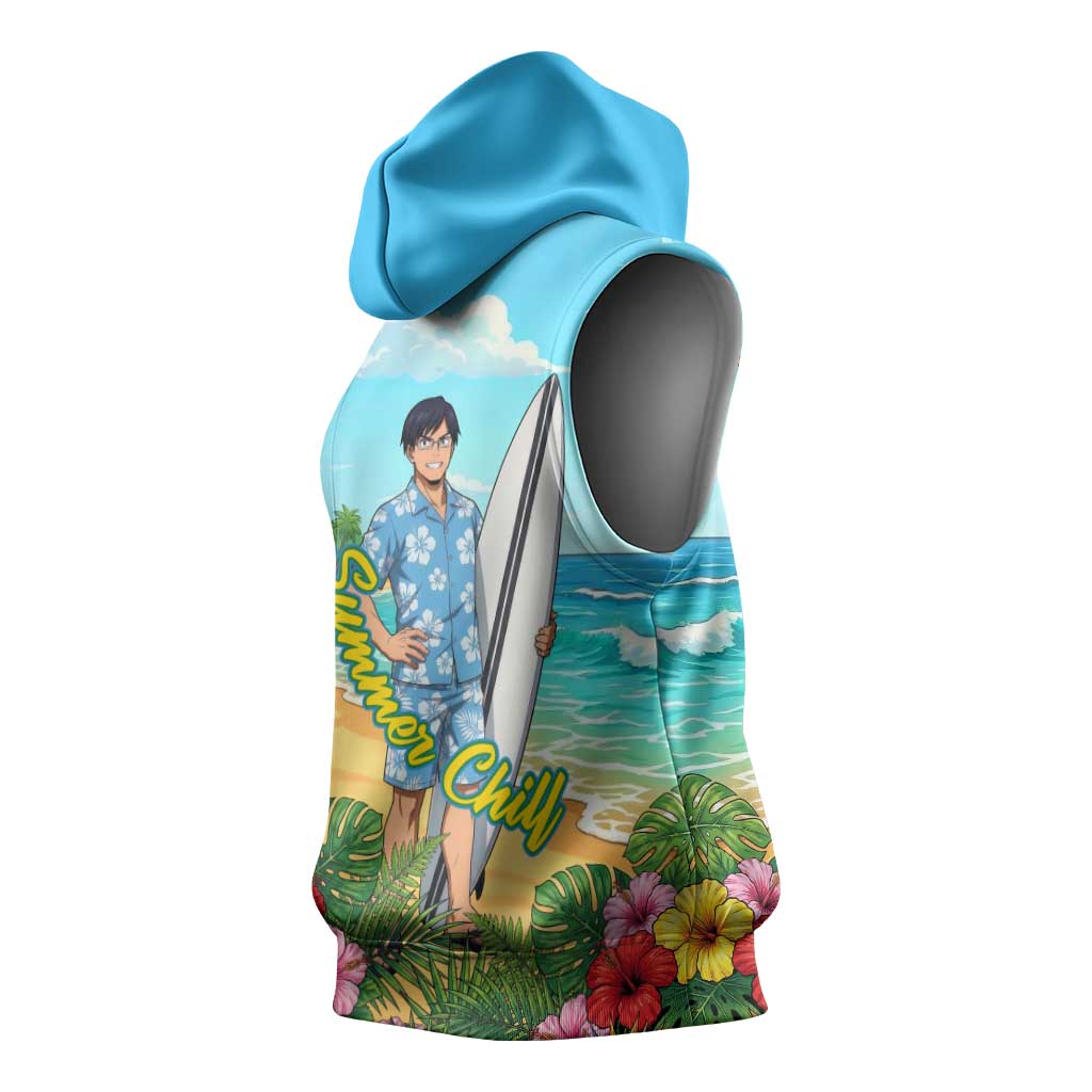 Tenya Iida Summer Chill Sleeveless Hoodie Tropical Anime Surf Escape