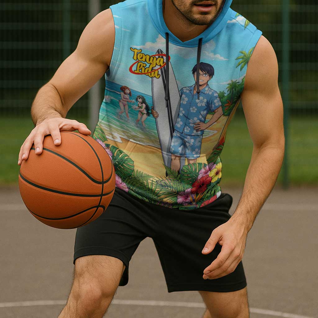 Tenya Iida Summer Chill Sleeveless Hoodie Tropical Anime Surf Escape
