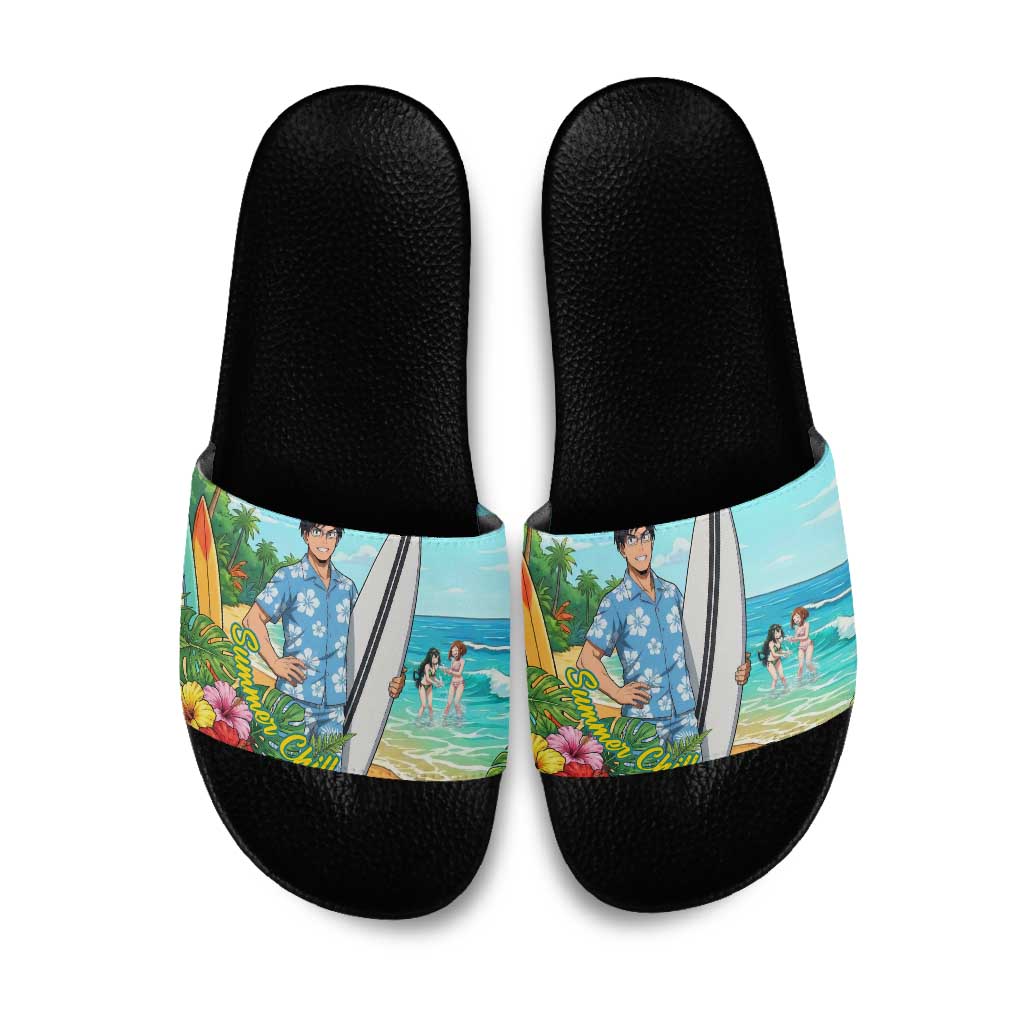 Tenya Iida Summer Chill Slide Sandals Tropical Anime Surf Escape