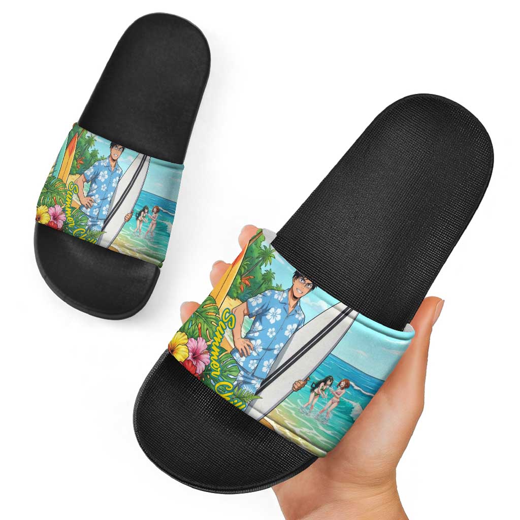 Tenya Iida Summer Chill Slide Sandals Tropical Anime Surf Escape