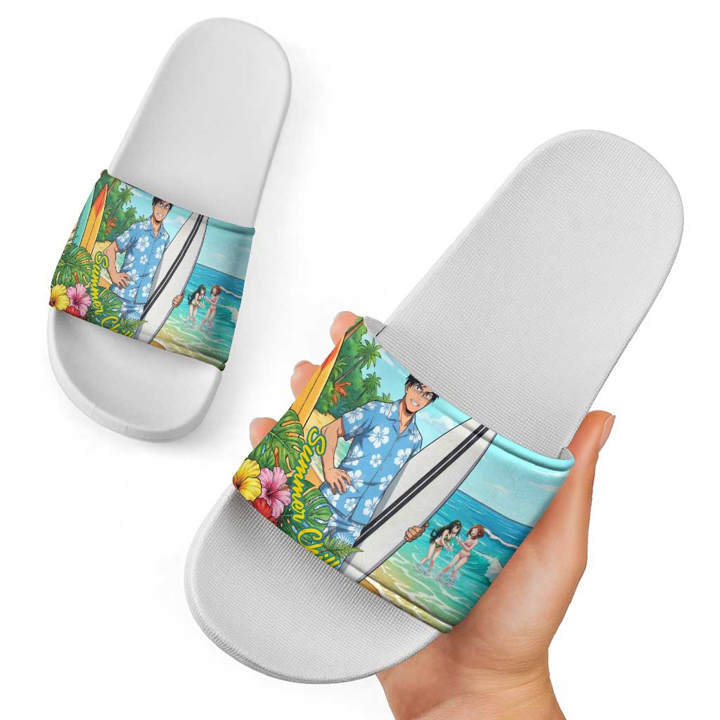Tenya Iida Summer Chill Slide Sandals Tropical Anime Surf Escape