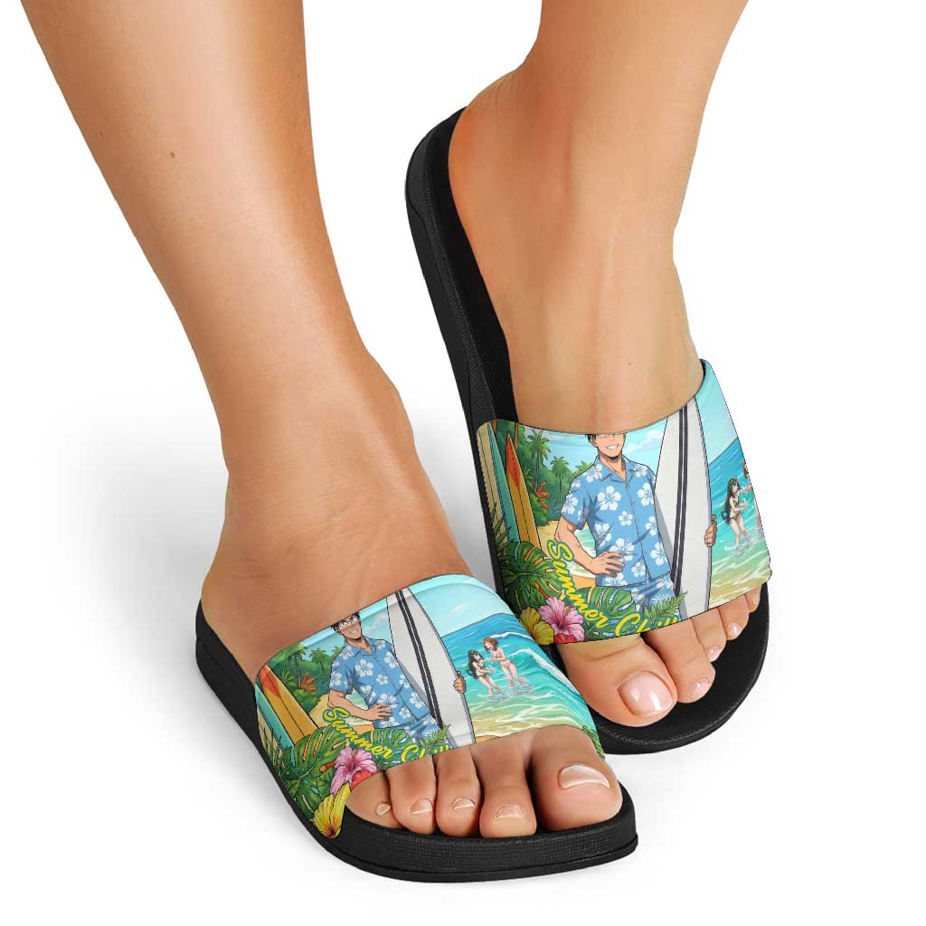 Tenya Iida Summer Chill Slide Sandals Tropical Anime Surf Escape