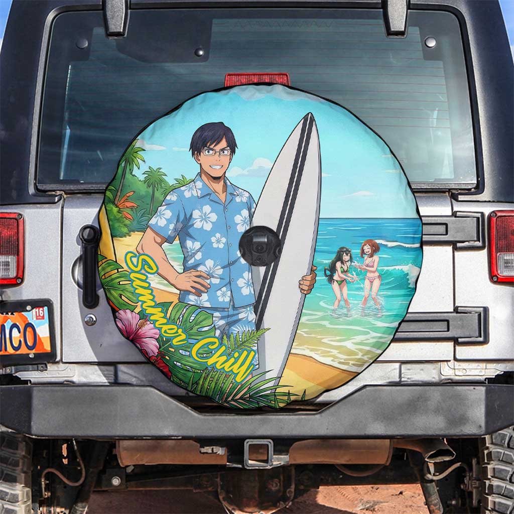 Tenya Iida Summer Chill Spare Tire Cover Tropical Anime Surf Escape