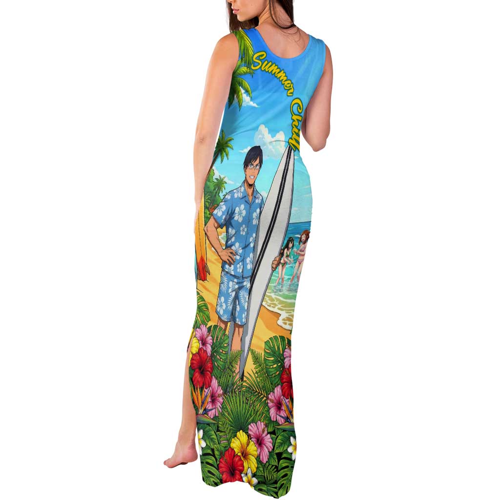 Tenya Iida Summer Chill Tank Maxi Dress Tropical Anime Surf Escape
