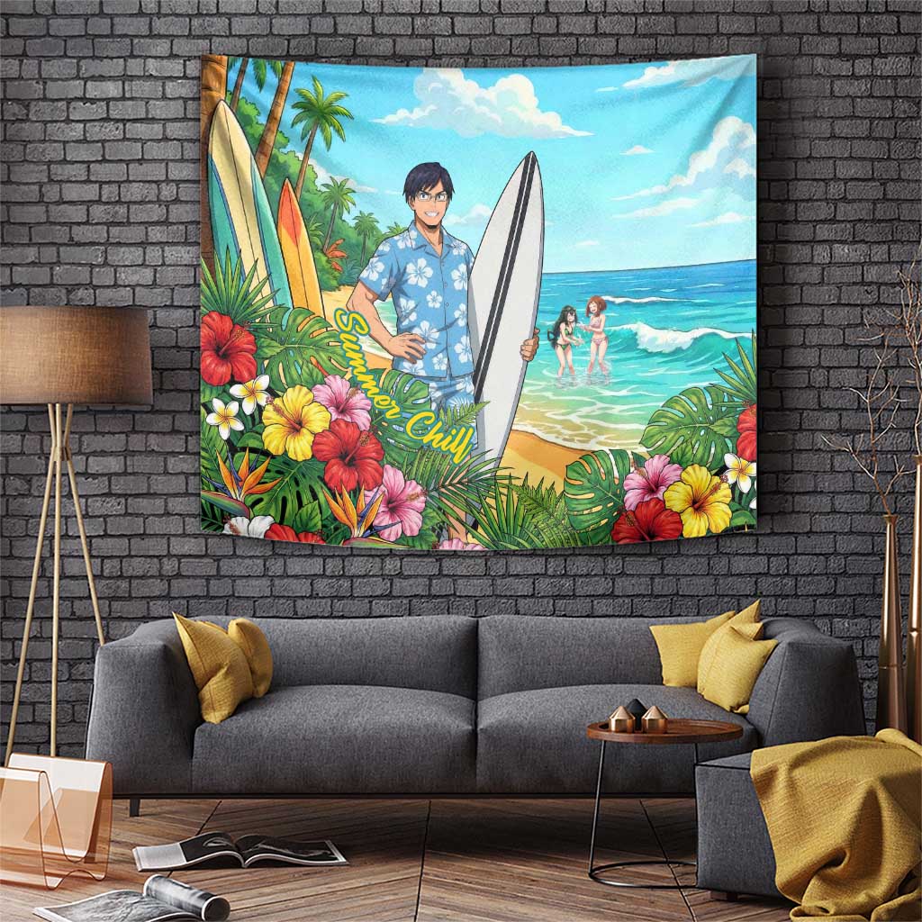 Tenya Iida Summer Chill Tapestry Tropical Anime Surf Escape