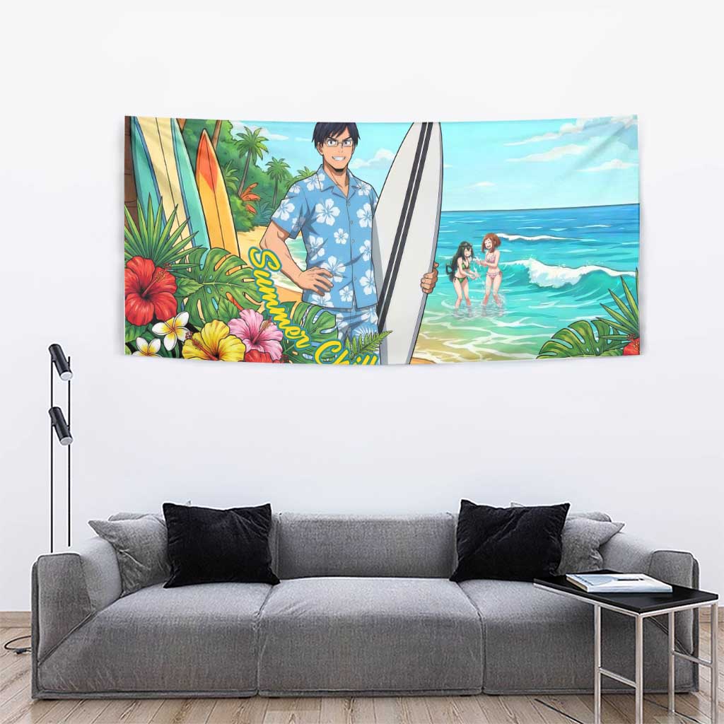 Tenya Iida Summer Chill Tapestry Tropical Anime Surf Escape