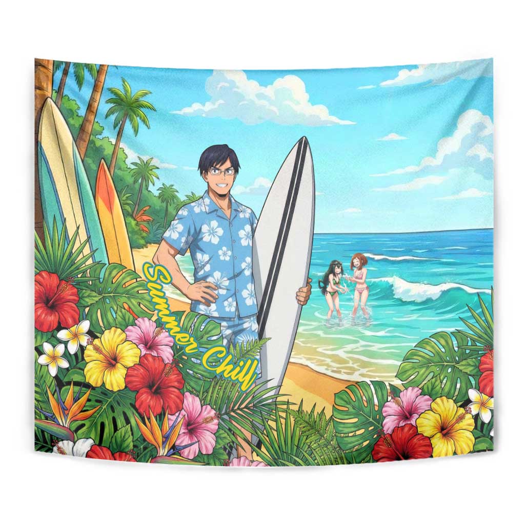 Tenya Iida Summer Chill Tapestry Tropical Anime Surf Escape