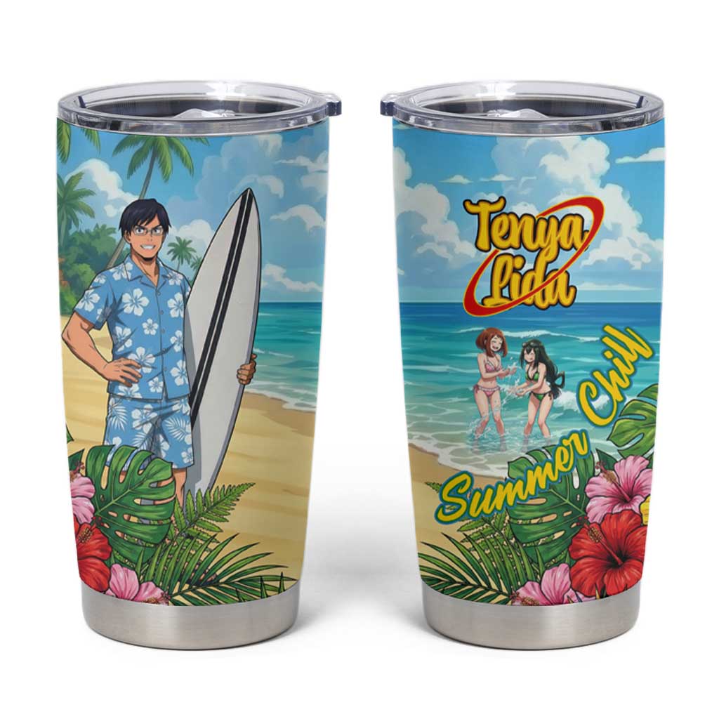 Tenya Iida Summer Chill Tumbler Cup Tropical Anime Surf Escape