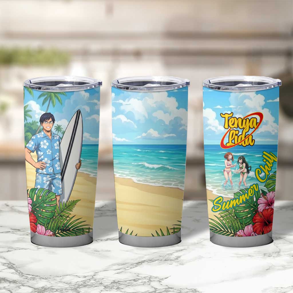 Tenya Iida Summer Chill Tumbler Cup Tropical Anime Surf Escape