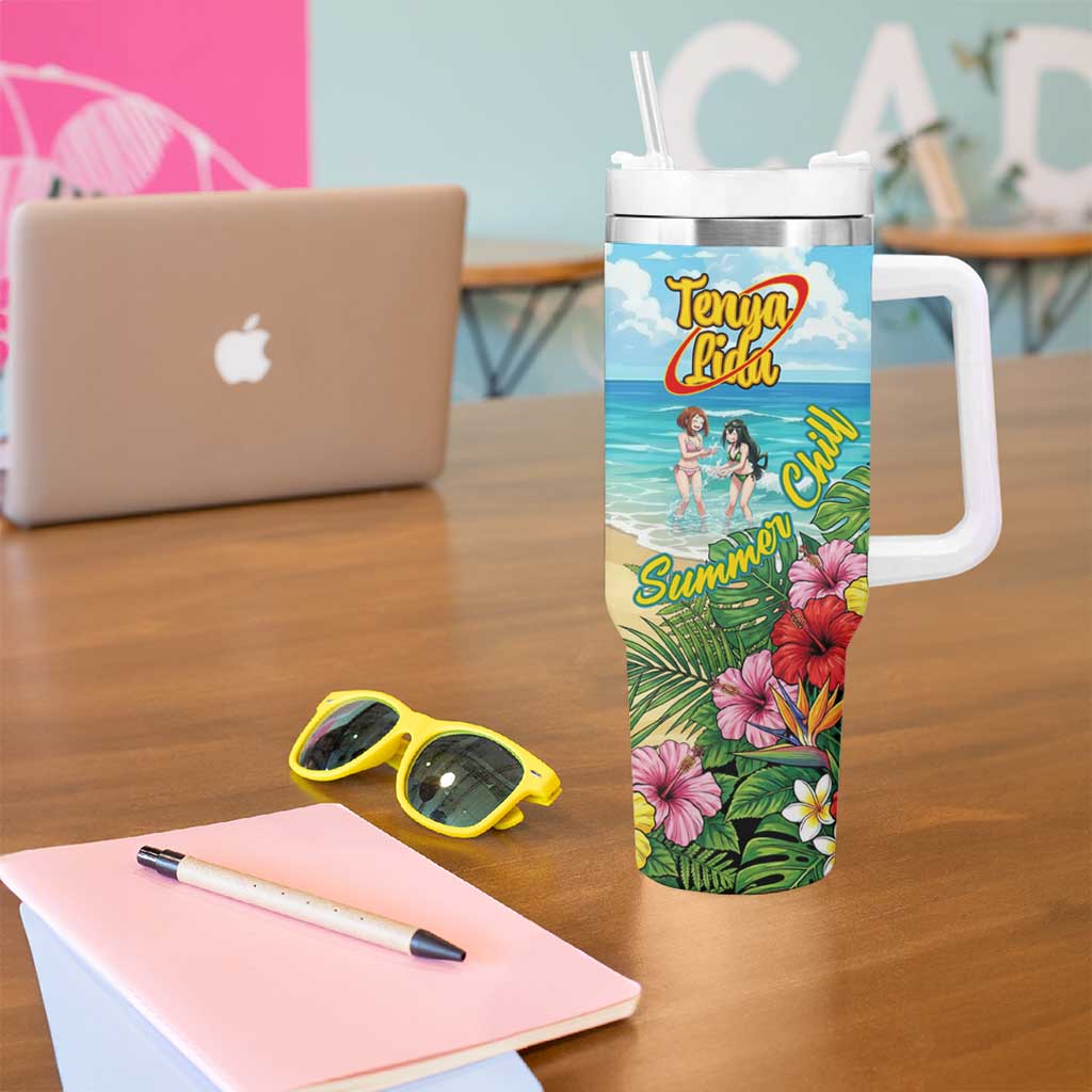 Tenya Iida Summer Chill Tumbler With Handle Tropical Anime Surf Escape