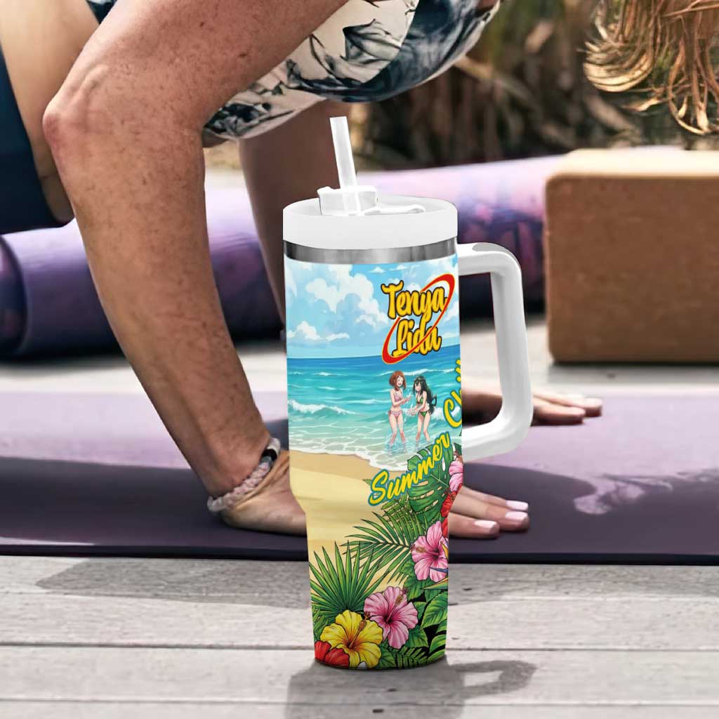 Tenya Iida Summer Chill Tumbler With Handle Tropical Anime Surf Escape