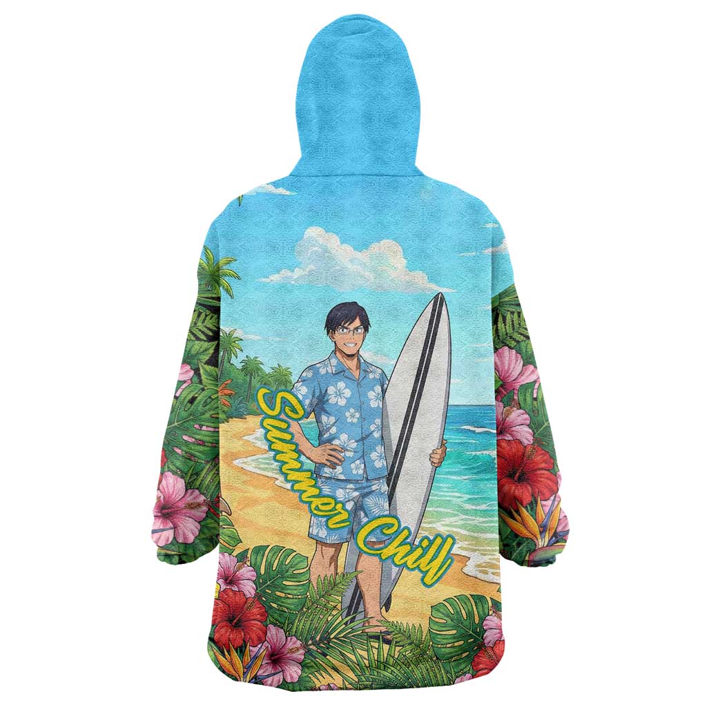 Tenya Iida Summer Chill Wearable Blanket Hoodie Tropical Anime Surf Escape