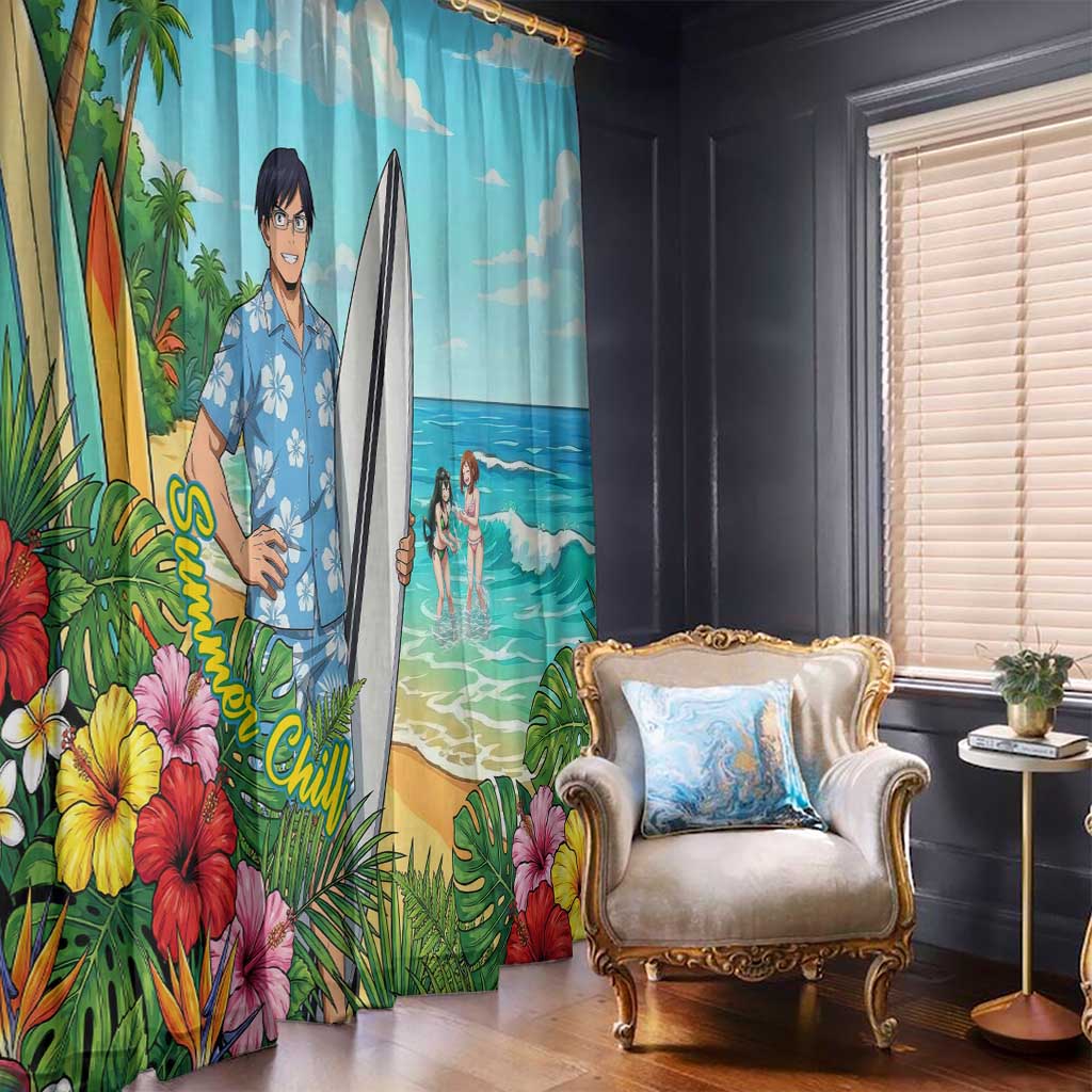 Tenya Iida Summer Chill Window Curtain Tropical Anime Surf Escape