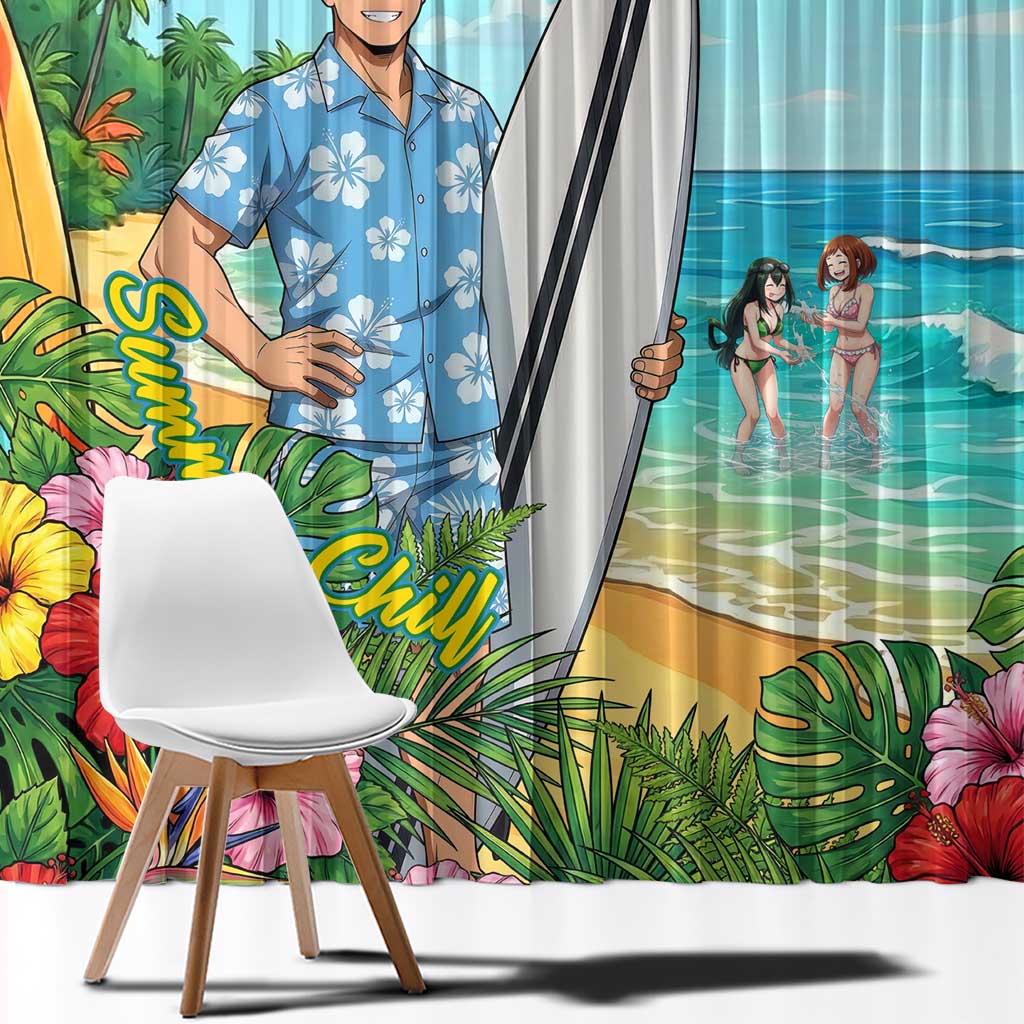 Tenya Iida Summer Chill Window Curtain Tropical Anime Surf Escape