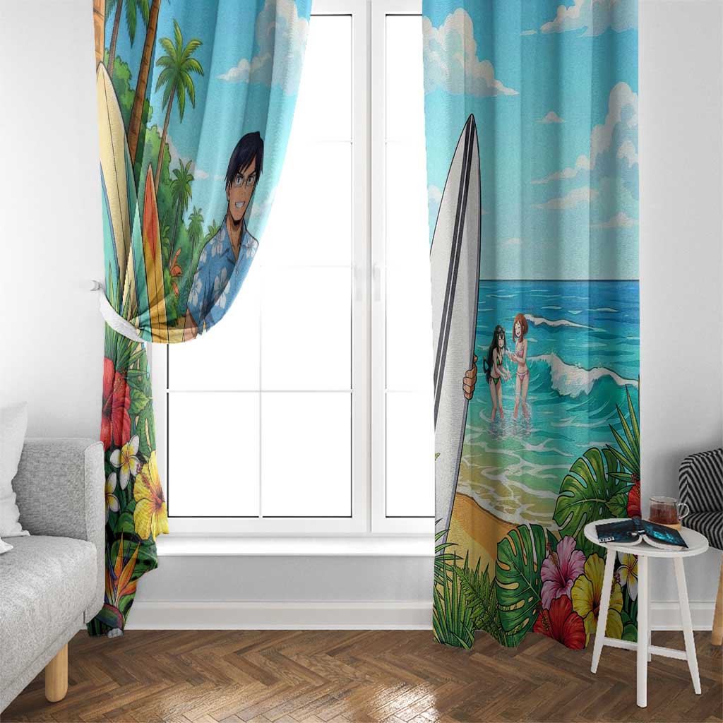 Tenya Iida Summer Chill Window Curtain Tropical Anime Surf Escape