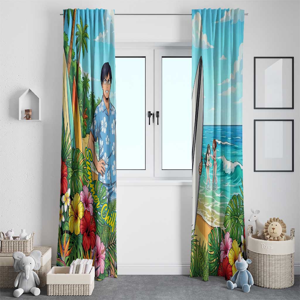 Tenya Iida Summer Chill Window Curtain Tropical Anime Surf Escape